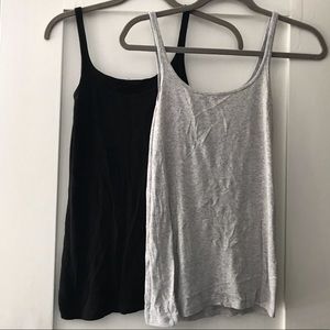 J. Crew black & soft gray classic cotton tanks